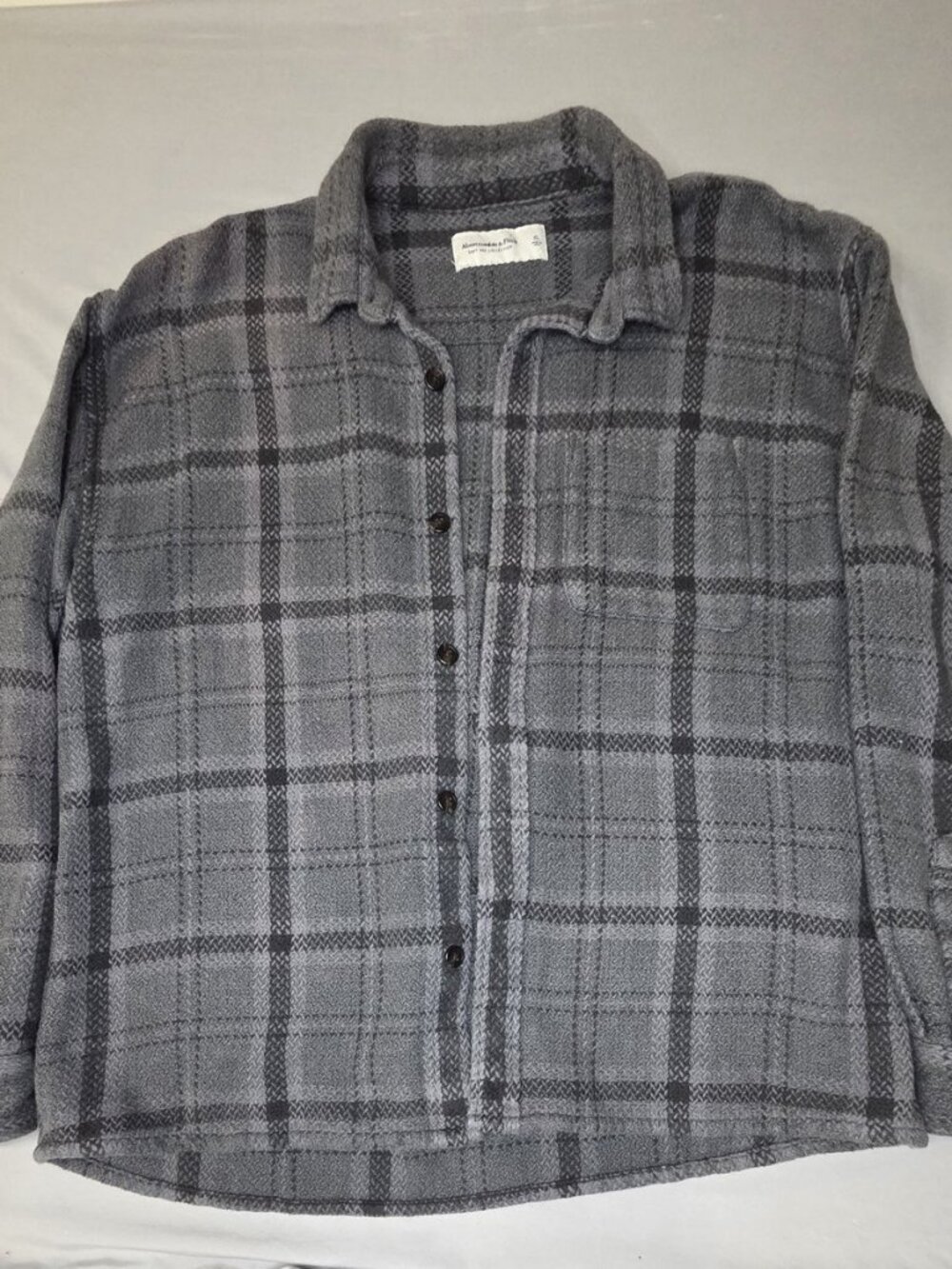 Abercrombie Soft A&F XL Grey Windowpane Plaid Shirt